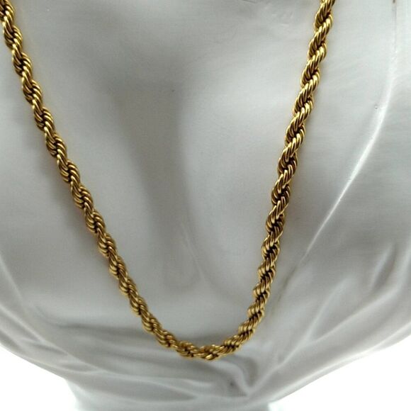 Twisted Rope Necklace Gold Plated CH Stainless - Picture 11 of 15